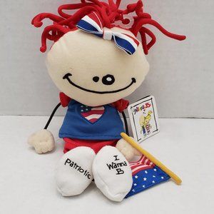 I WANNA BE PATRIOTIC USA Girl Doll Plush Flag NEW